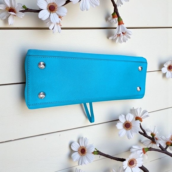 Michael Kors Cynthia Saffiano Leather Satchel  Title Blue (New) - Picture 6 of 15